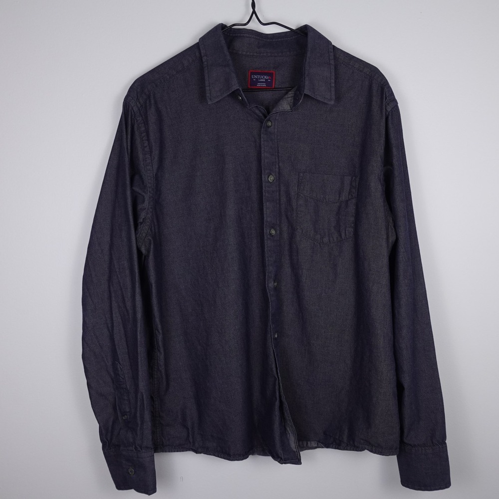 UNTUCKit Casablanca Mens Large Gray 100% Cotton Button Down Shirt 01035